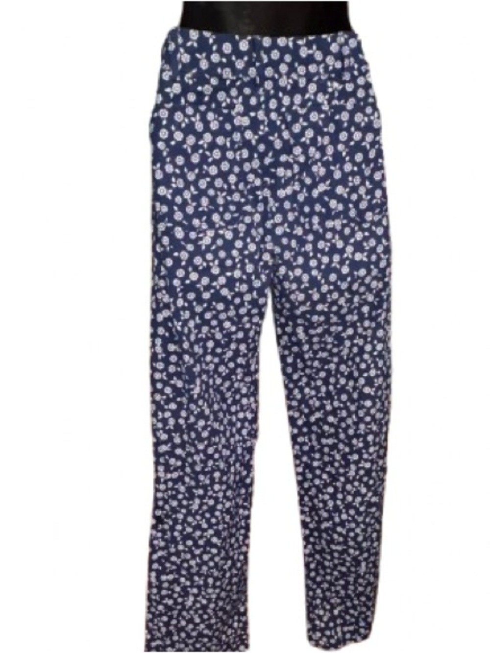 J.Crew Lizzie high-rise wide-leg pants navy blue white floral print size 24 - Picture 4 of 13